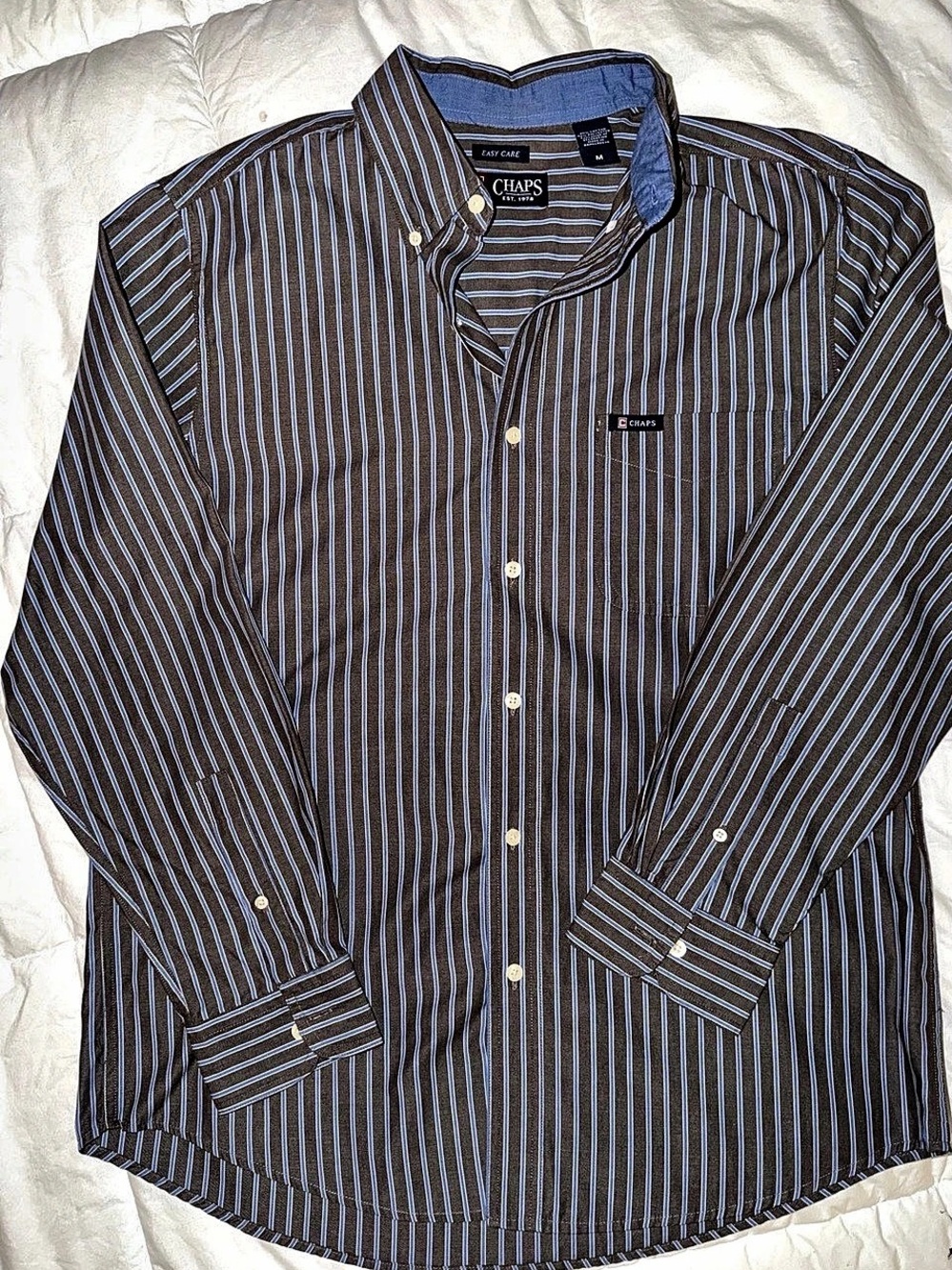 Chaps Striped Casual Button Down Size Medium